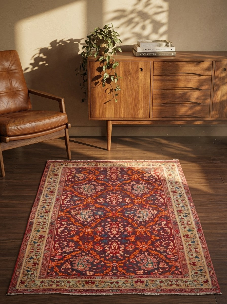 Zandjan — Hand-knotted, 100x155 cm, Brown, 100% Virgin Wool | Back view