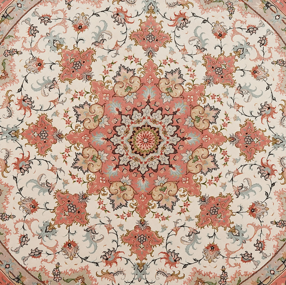Tabriz Round — Hand-knotted, 200x200 cm, Beige, 70% Schurwolle, 30% Seide | View 4