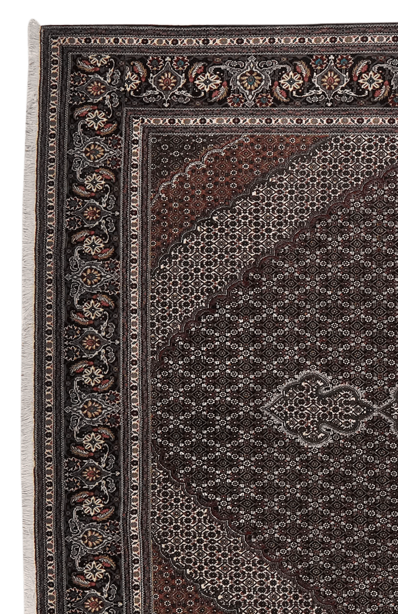 Tabriz 40 Raj — Hand-knotted, 257x361 cm, Black, 100% Virgin Wool | View 3