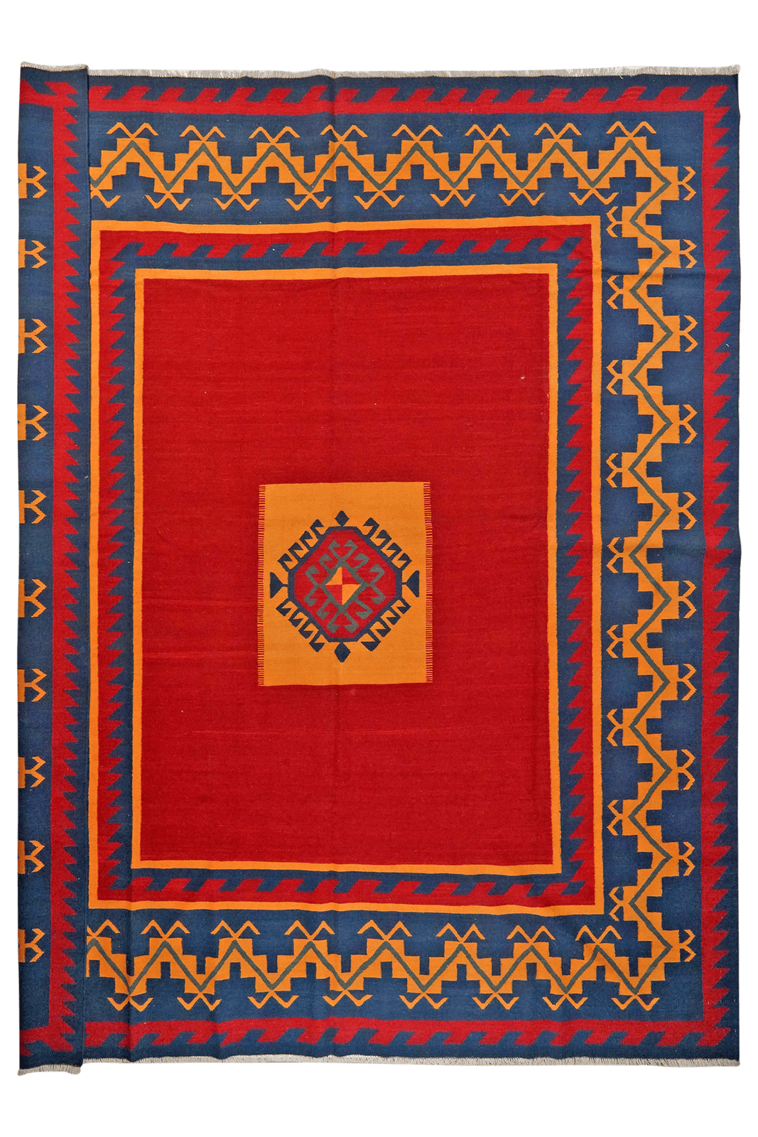 Kelim Gashgai — Handmade, 326x398 cm, Red, 100% Virgin Wool | Main view