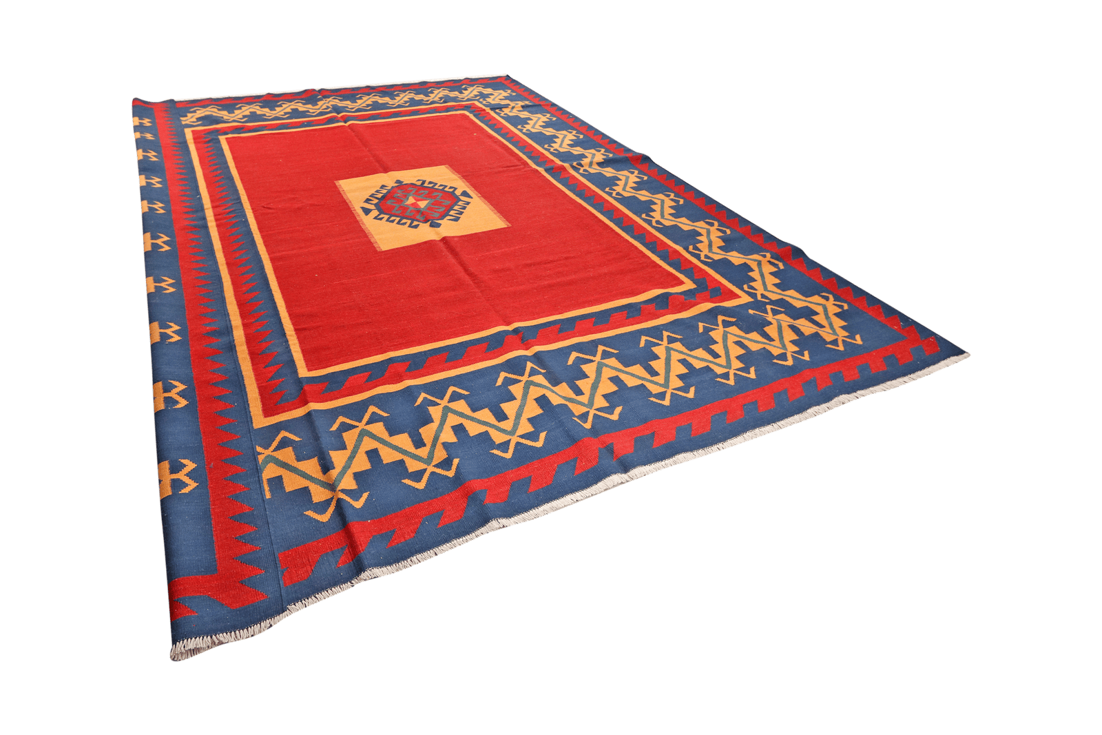 Kelim Gashgai — Handmade, 326x398 cm, Red, 100% Virgin Wool | View 5