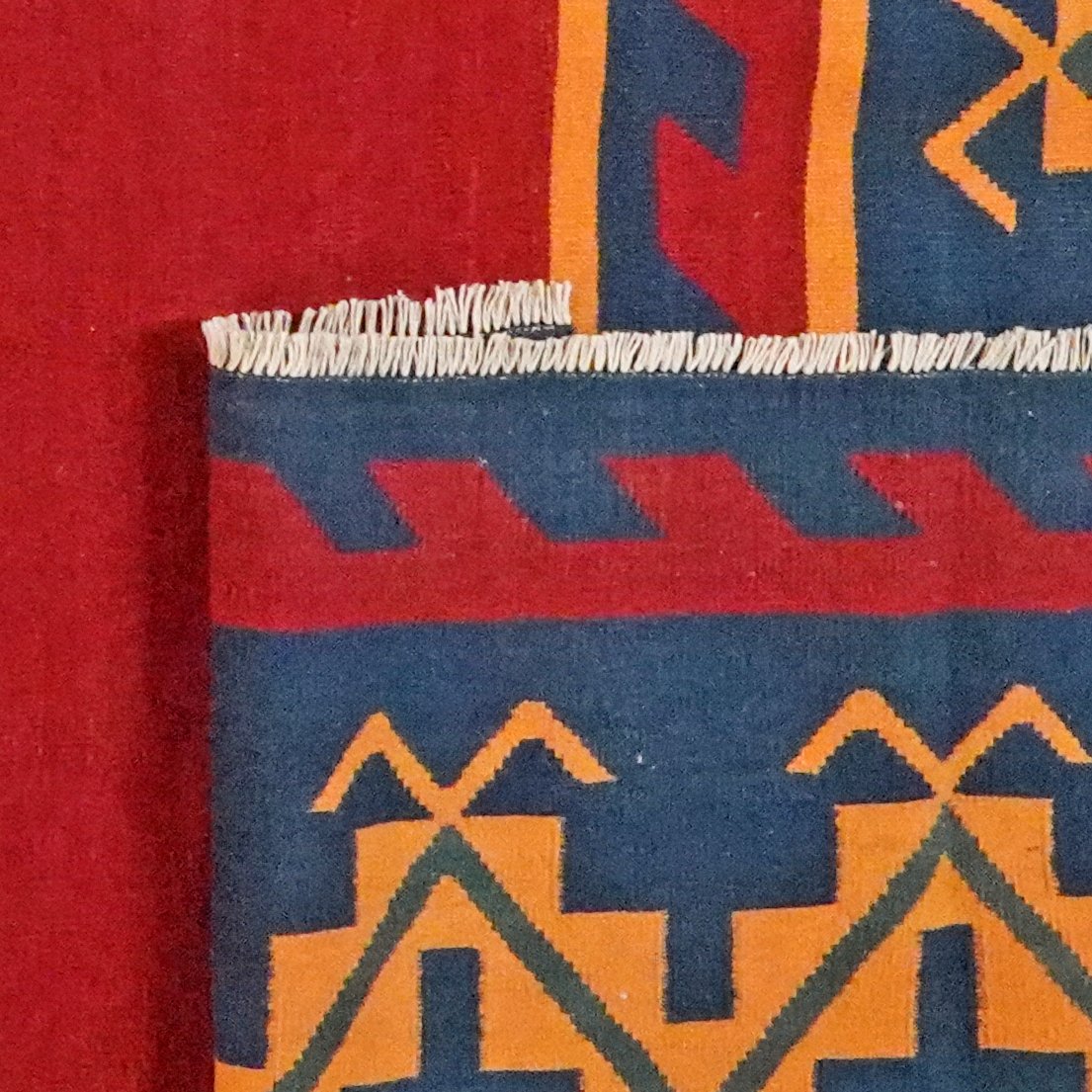 Kelim Gashgai — Handmade, 326x398 cm, Red, 100% Virgin Wool | View 6