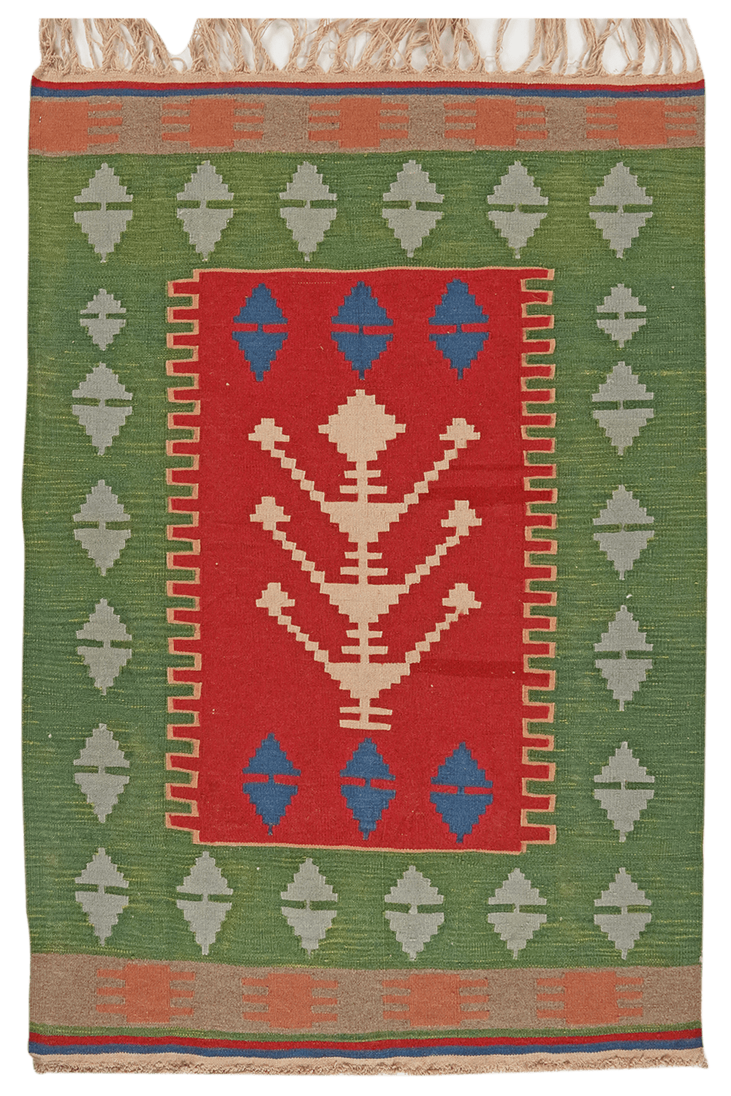 Kelim — Handmade, 112x166 cm, Red, 100% Virgin Wool | Main view