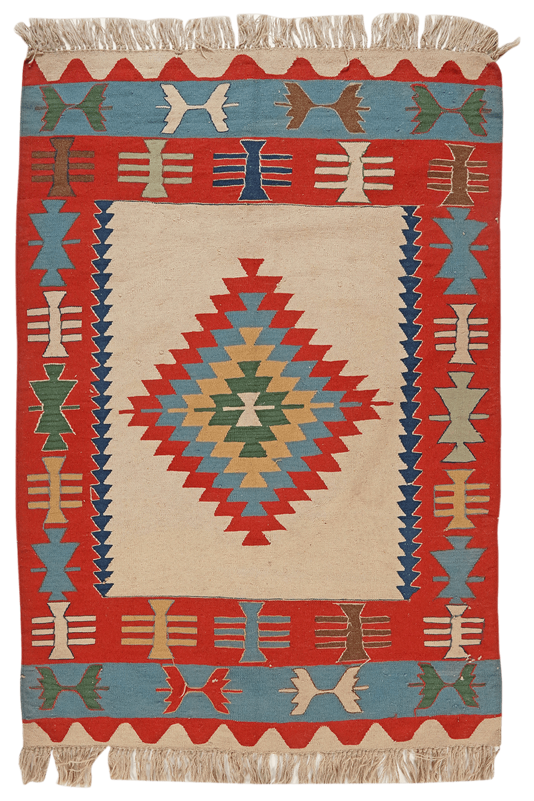 Kelim — Handmade, 118x173 cm, Beige, 100% Virgin Wool | Main view