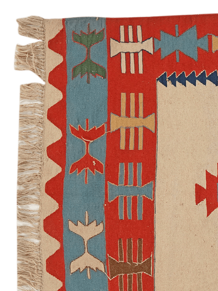 Kelim — Handmade, 118x173 cm, Beige, 100% Virgin Wool | View 3
