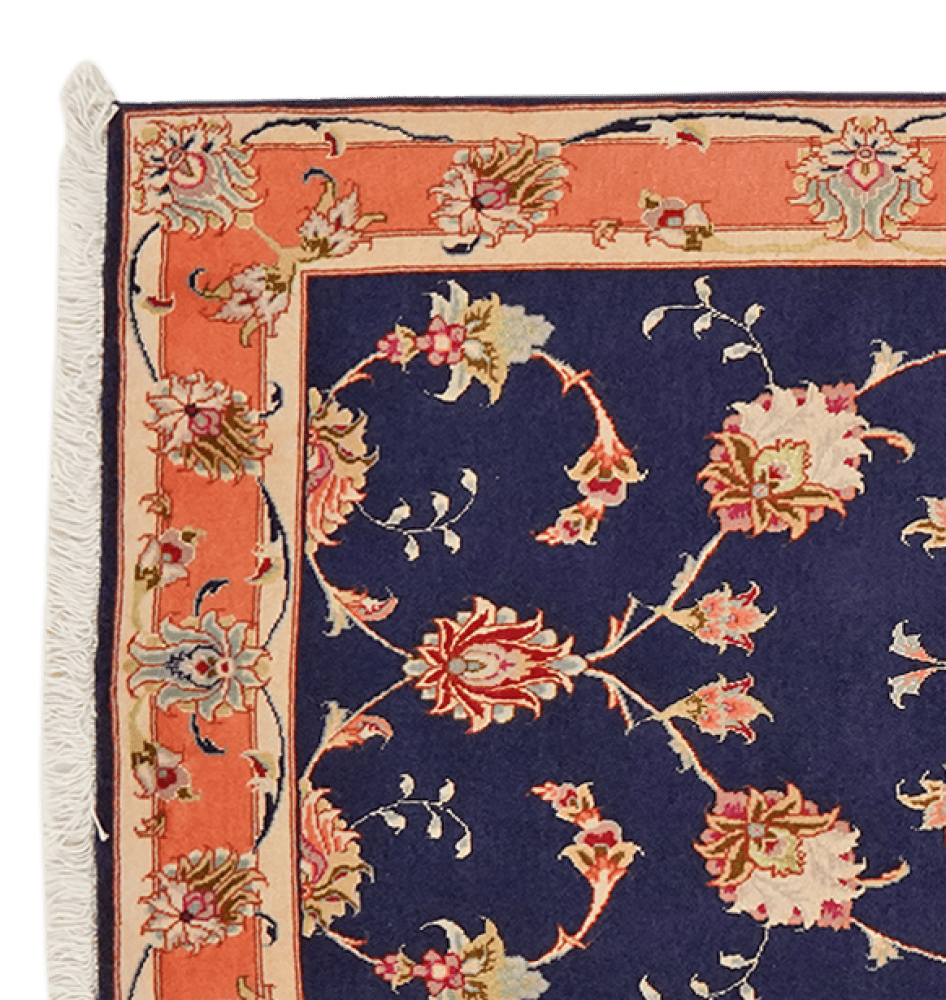 Tabriz 50 Raj — Hand-knotted, 76x200 cm, Blue, 95% Schurwolle, 5% Seide | View 3