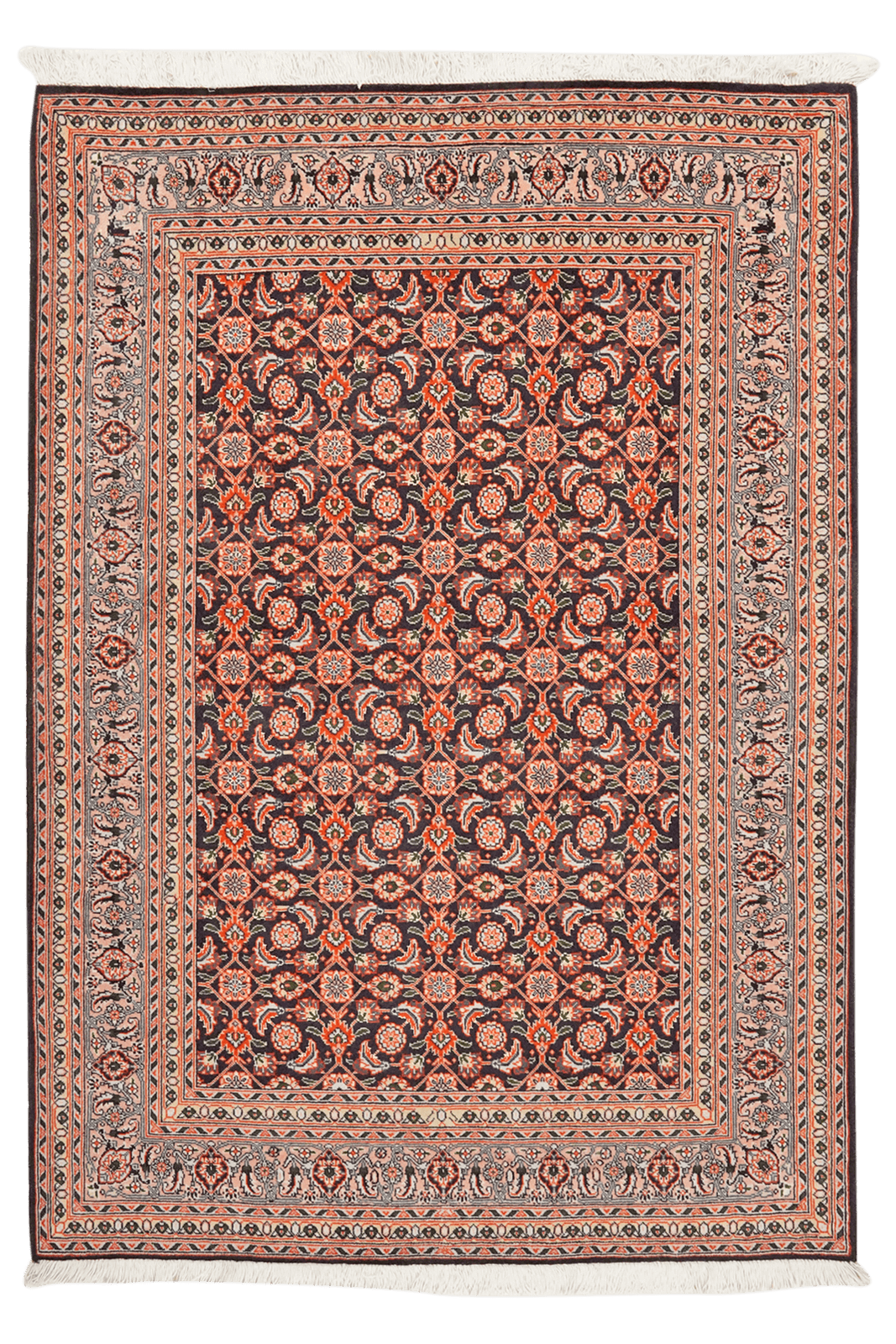 Tabriz 50 Raj — Hand-knotted, 105x151 cm, Blue, 95% Schurwolle, 5% Seide | Main view
