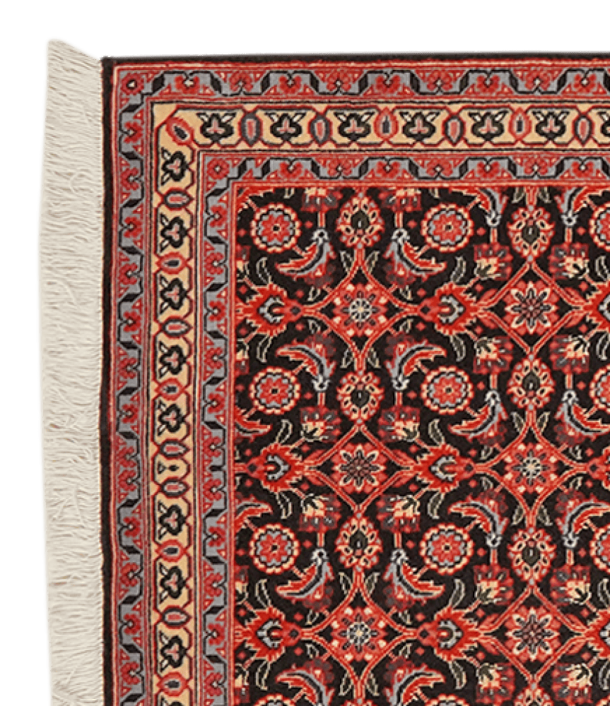 Tabriz 50 Raj — Hand-knotted, 65x199 cm, Black, 100% Virgin Wool | View 3
