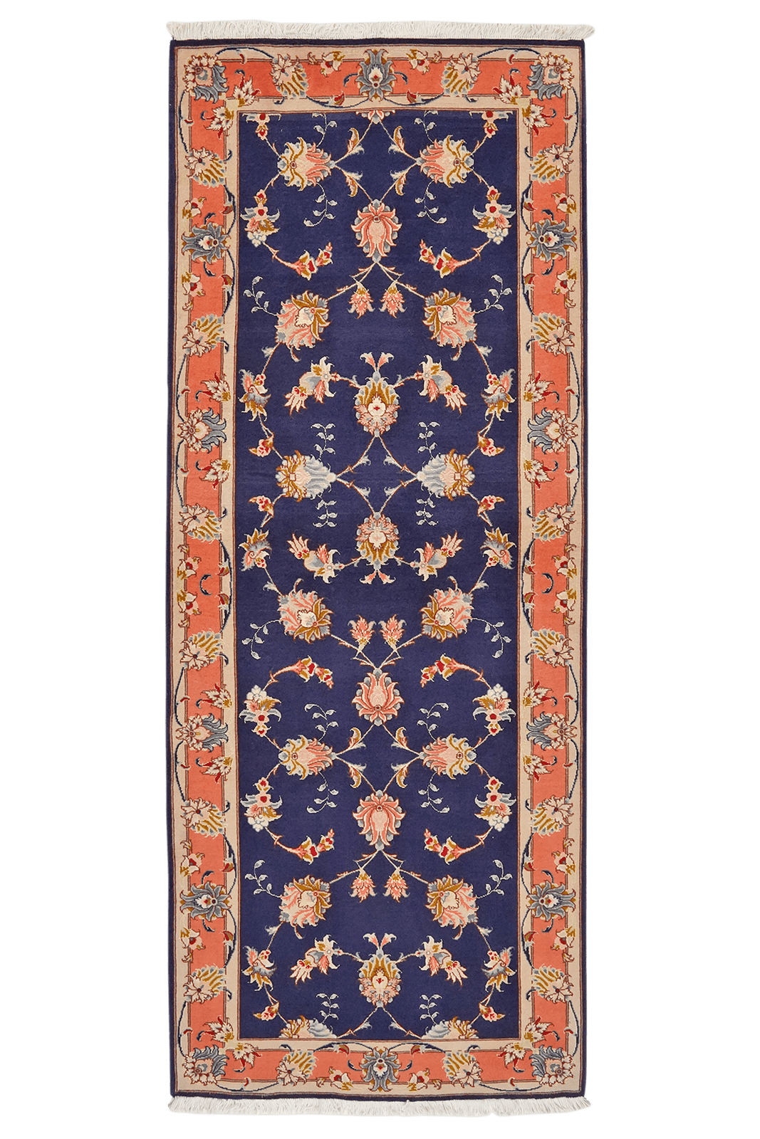 Tabriz 50 Raj — Hand-knotted, 79x201 cm, Blue, 100% Virgin Wool | Main view