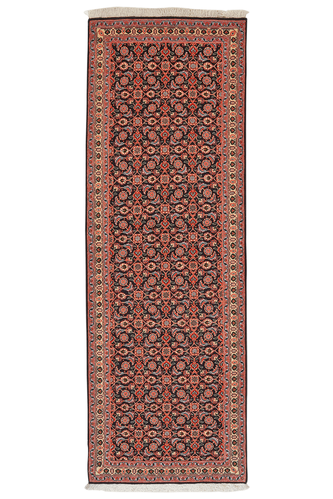 Tabriz 50 Raj — Hand-knotted, 69x205 cm, Black, 100% Virgin Wool | Main view