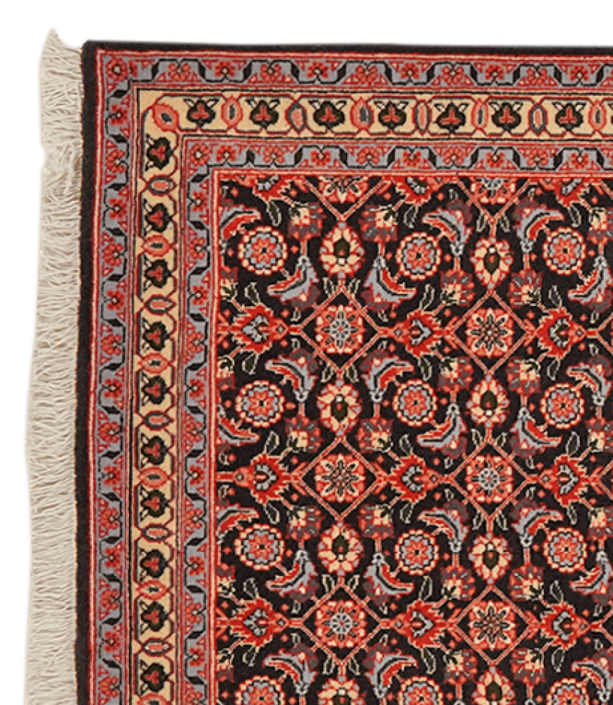 Tabriz 50 Raj — Hand-knotted, 69x205 cm, Black, 100% Virgin Wool | View 3