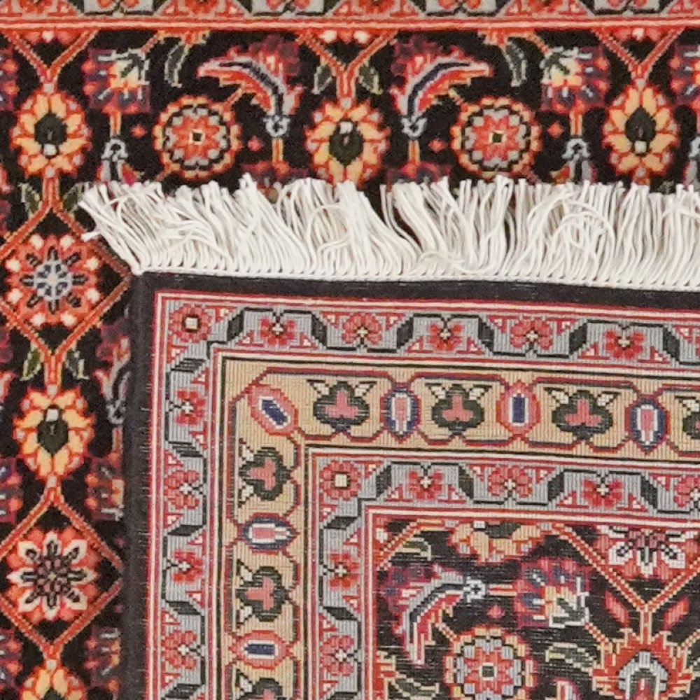 Tabriz 50 Raj — Hand-knotted, 64x200 cm, Black, 100% Virgin Wool | View 6
