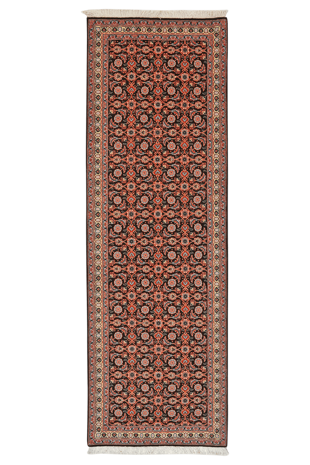 Tabriz 50 Raj — Hand-knotted, 65x202 cm, Black, 100% Virgin Wool | Main view