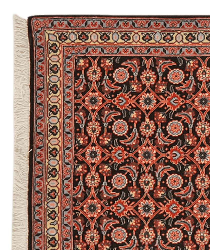 Tabriz 50 Raj — Hand-knotted, 65x202 cm, Black, 100% Virgin Wool | View 3