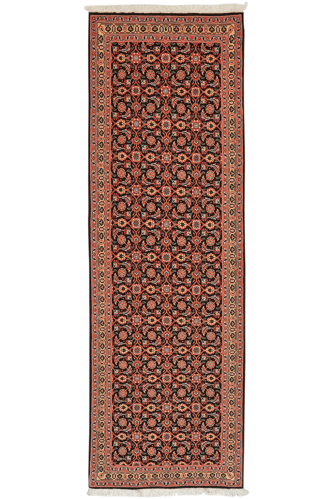 Tabriz 50 Raj — Hand-knotted, 66x200 cm, Black, 100% Virgin Wool | Main view