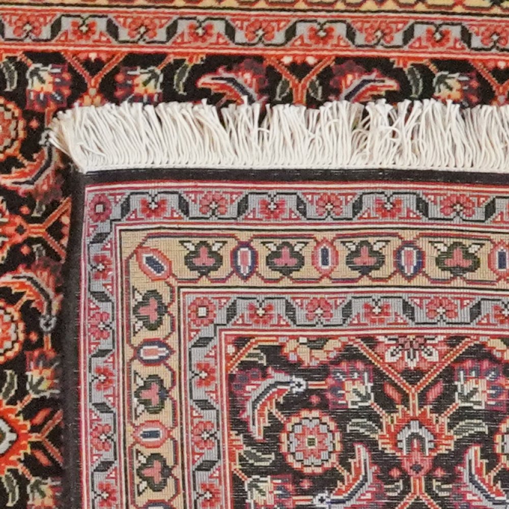 Tabriz 50 Raj — Hand-knotted, 66x200 cm, Black, 100% Virgin Wool | View 6