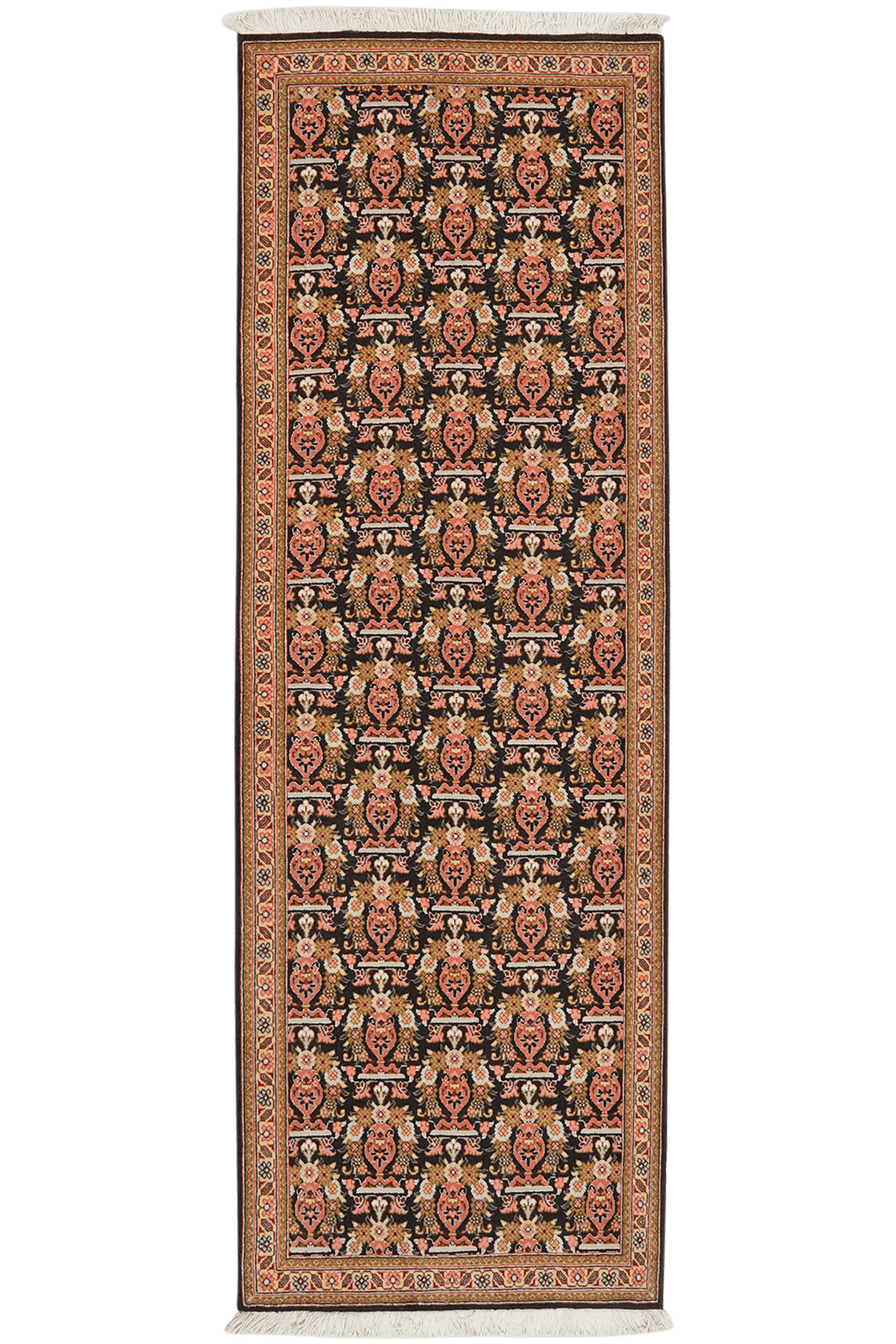 Tabriz 50 Raj — Hand-knotted, 66x204 cm, Black, 100% Virgin Wool | Main view