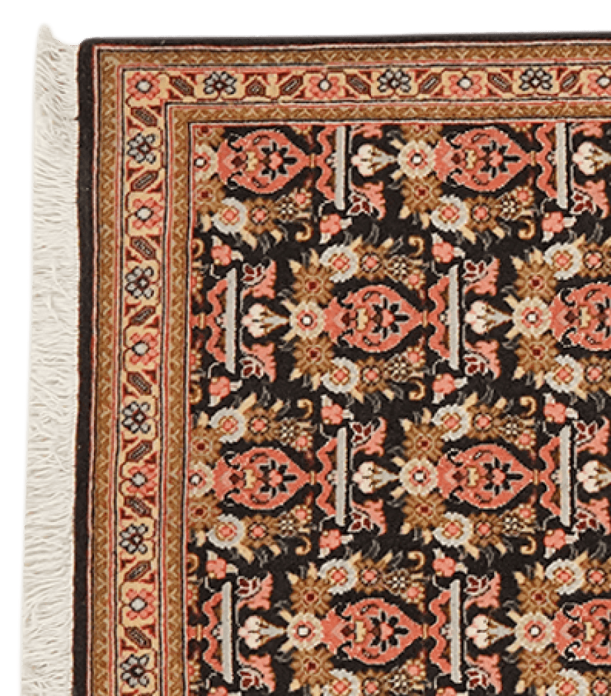 Tabriz 50 Raj — Hand-knotted, 66x204 cm, Black, 100% Virgin Wool | View 3