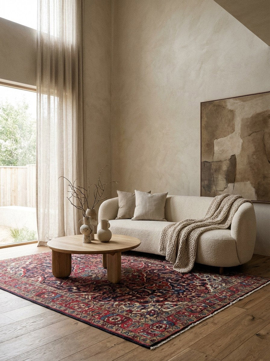 Bourtchalou — Handgefertigt, 209x138 cm, Rot, 100% Virgin Wool | Detail view