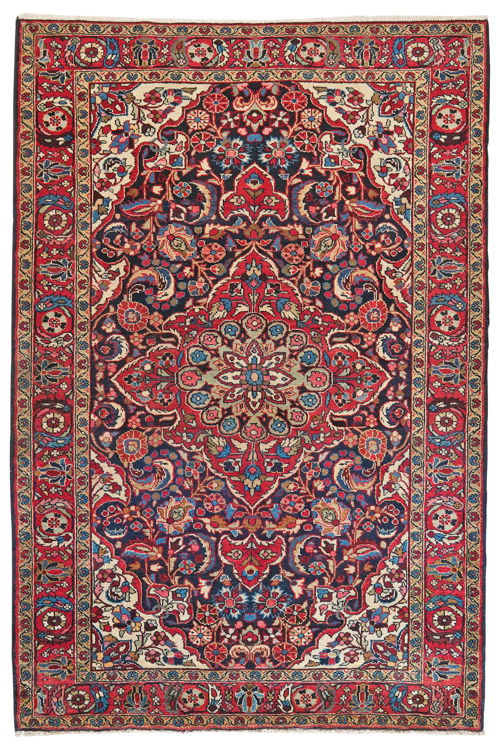 Bourtchalou — Handgefertigt, 209x138 cm, Rot, 100% Virgin Wool | Main view