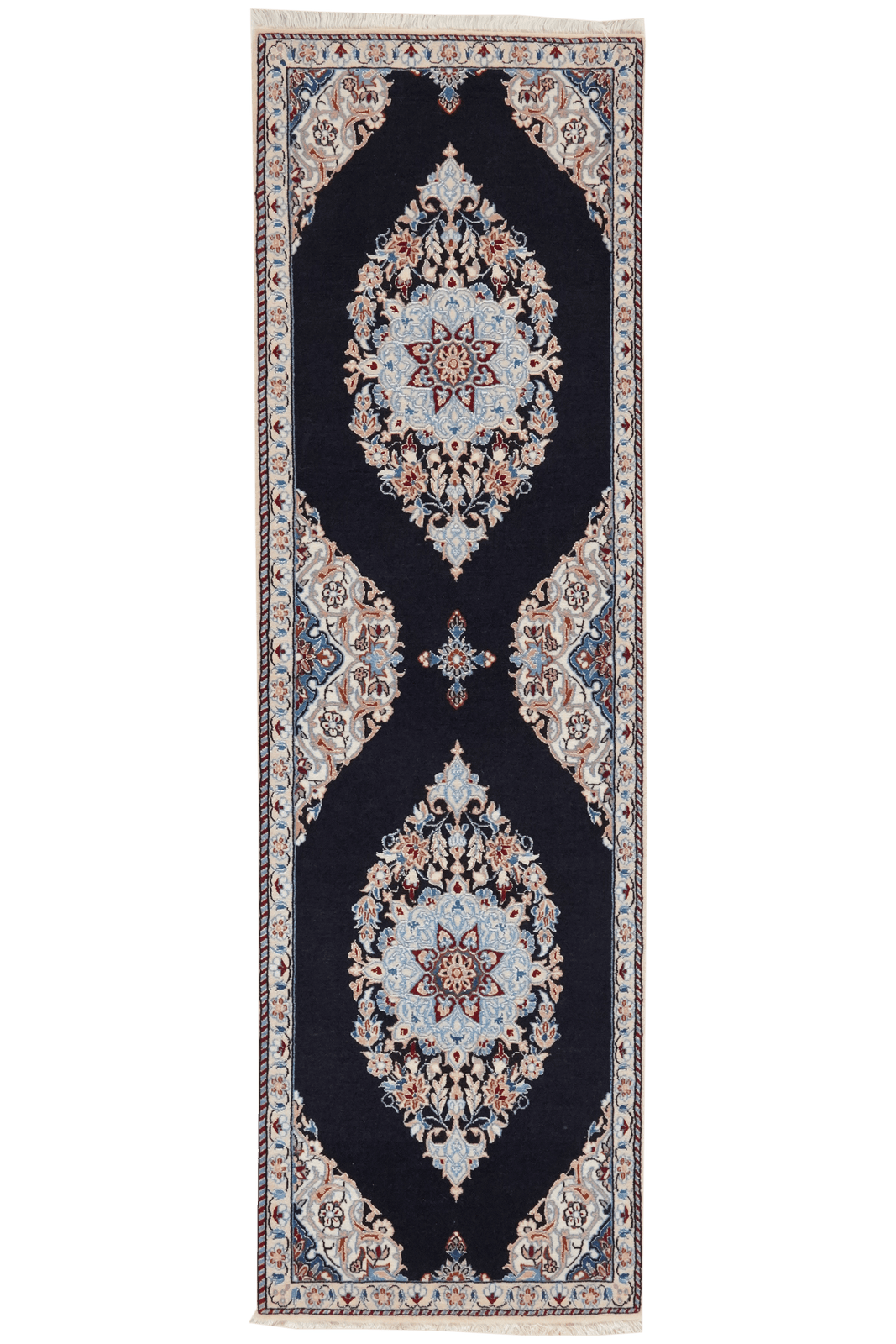 Nain 6La — Hand-knotted, 49x163 cm, Blue, 100% Virgin Wool | Main view