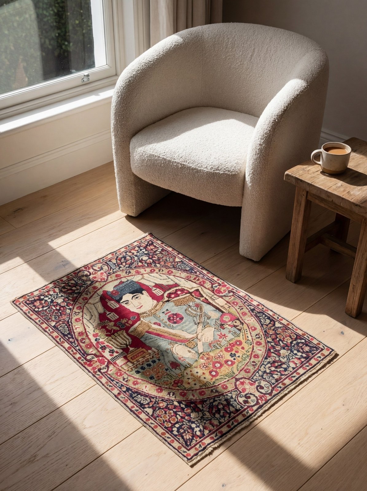 Kirman — Hand-knotted, 54x77 cm, Multicolor, 100% Virgin Wool | Detail view