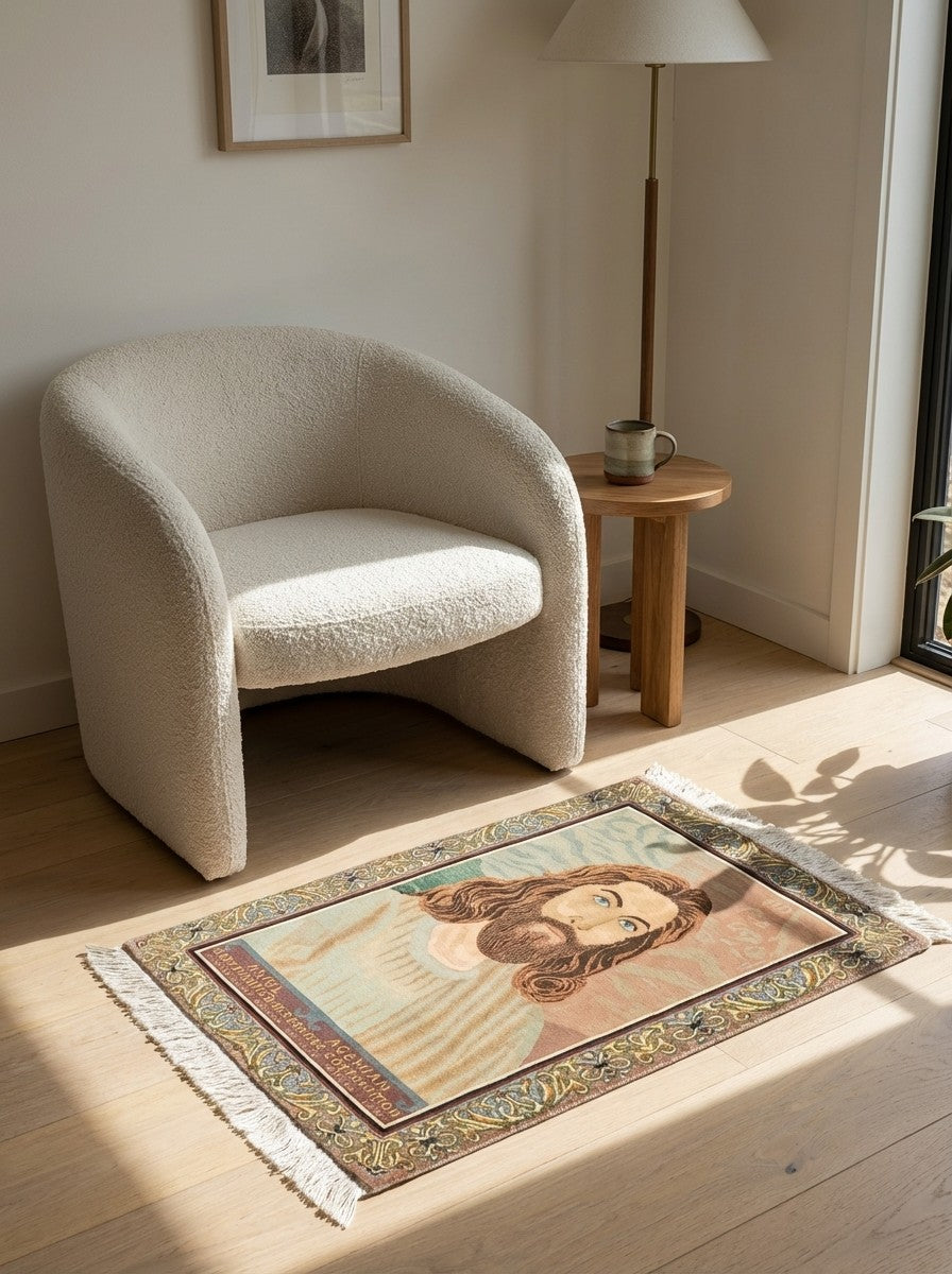 Tabriz Graphic — Hand-knotted, 55x76 cm, Multicolor, 100% Virgin Wool | Detail view