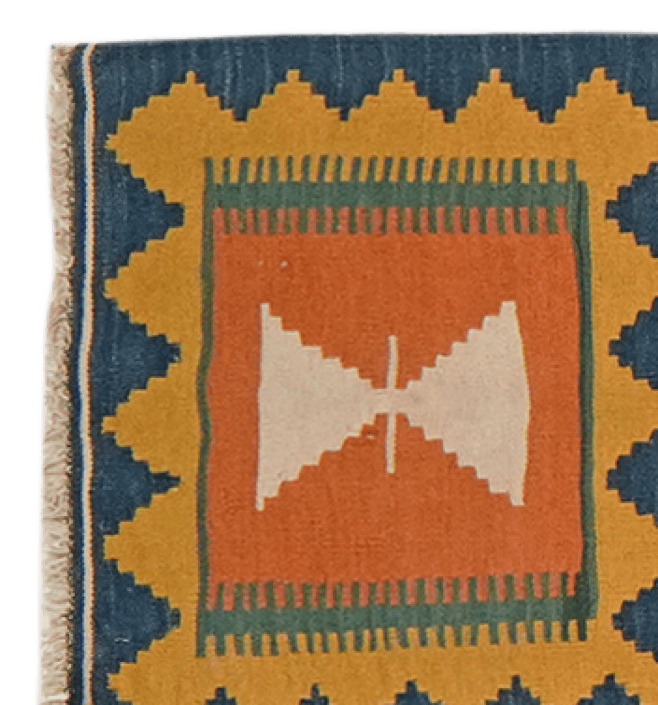 Kelim Gashgai — Handmade, 52x355 cm, Blue, 100% Virgin Wool | View 3