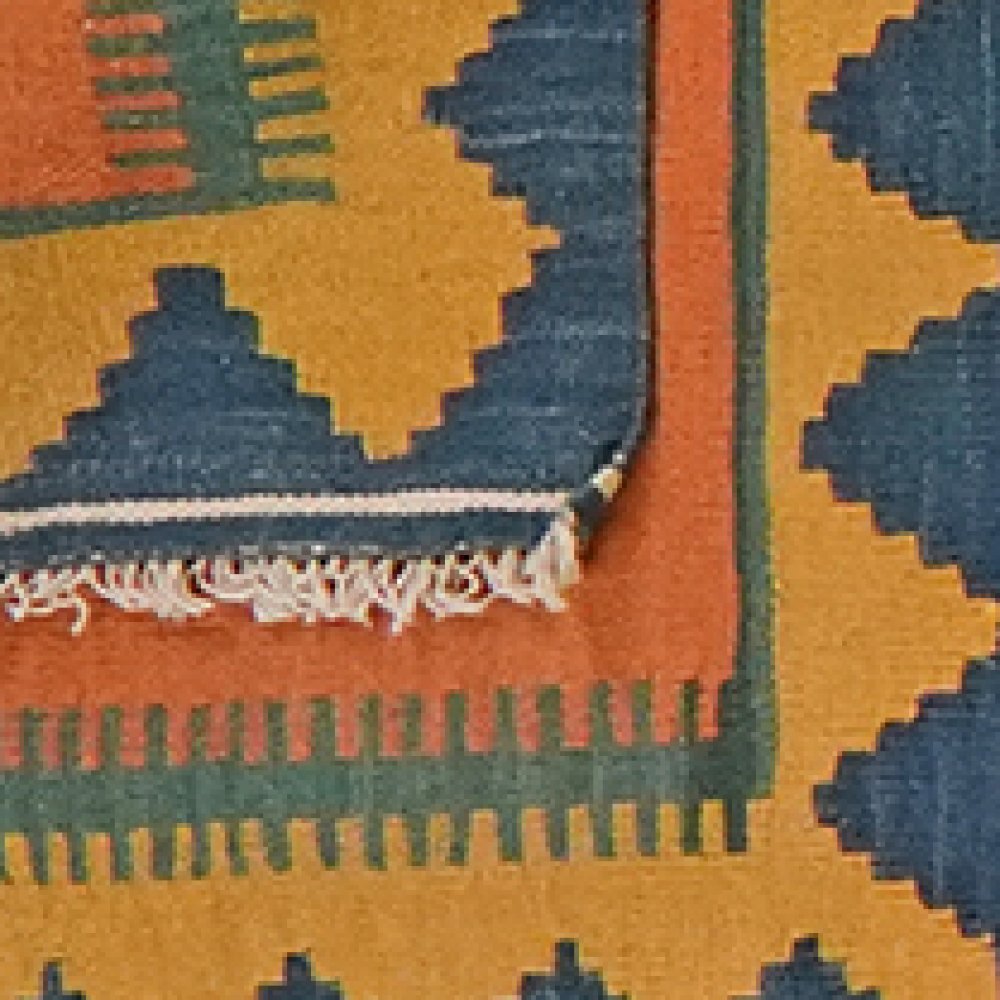 Kelim Gashgai — Handmade, 52x355 cm, Blue, 100% Virgin Wool | View 6
