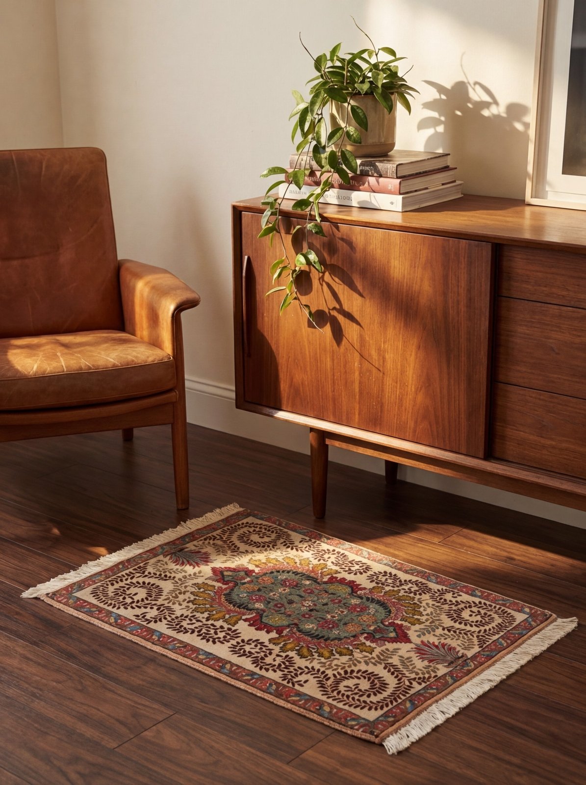 Tabriz Old — Hand-knotted, 63x83 cm, Beige, 100% Virgin Wool | Back view