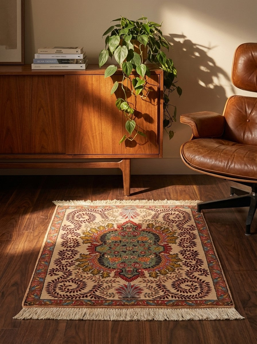 Tabriz Old — Hand-knotted, 64x82 cm, Beige, 100% Virgin Wool | Back view