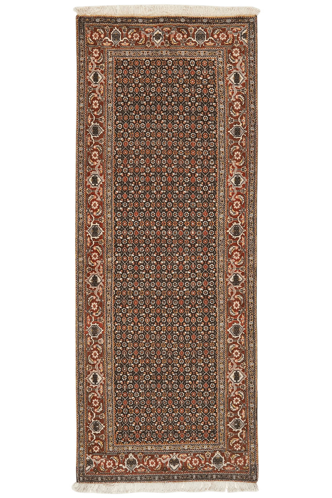 Tabriz 40 Raj — Hand-knotted, 75x198 cm, Black, 100% Virgin Wool | Main view