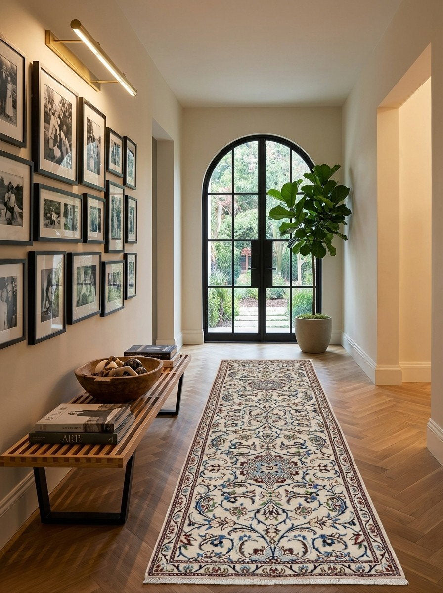 Nain 9La — Handgefertigt, 195x60 cm, Beige, 100% Virgin Wool | Detail view