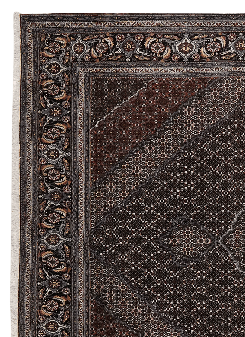 Tabriz 40 Raj — Hand-knotted, 253x347 cm, Black, 100% Virgin Wool | View 3