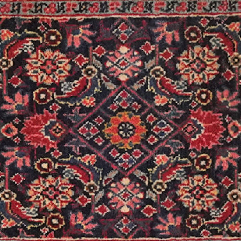 Hamadan — Hand-knotted, 50x55 cm, Blue, 100% Virgin Wool | View 4