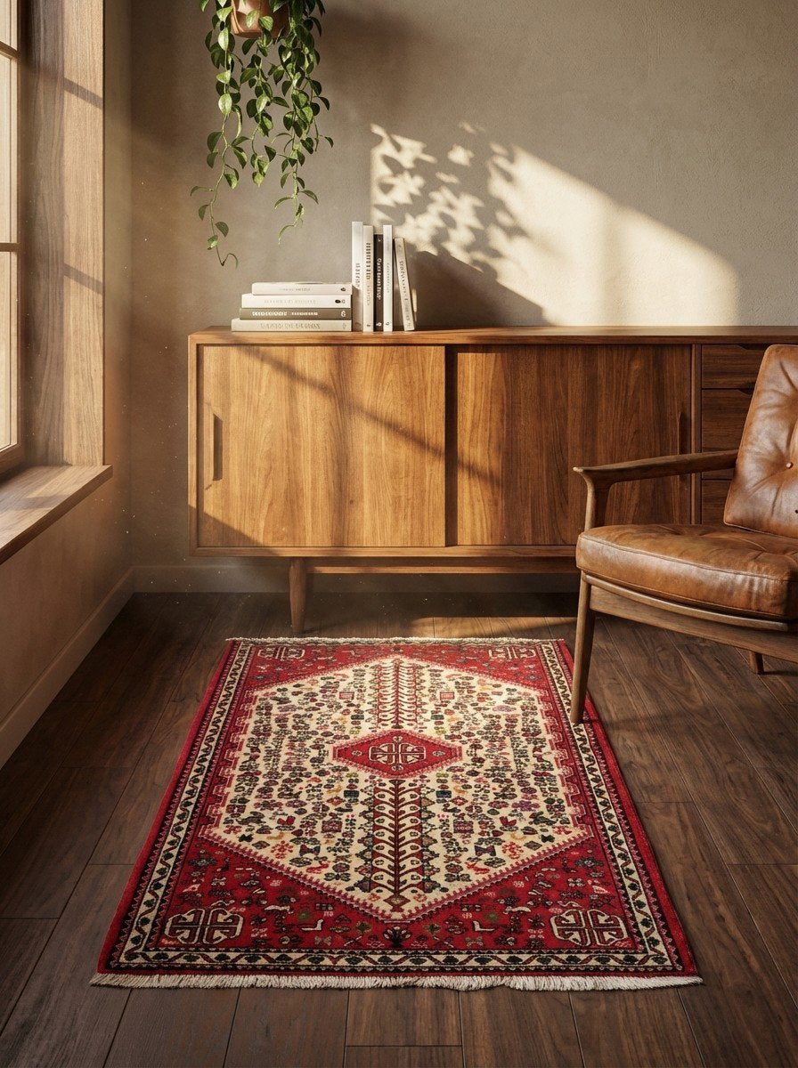 Abadeh — Handgefertigt, 150x72 cm, Beige, 100% Virgin Wool | Back view