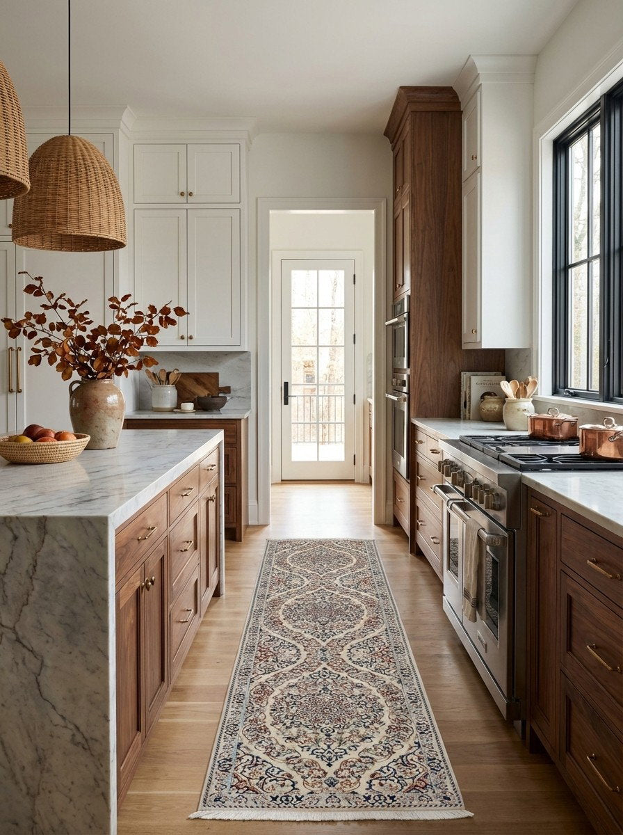 Nain 6La — Handgefertigt, 212x49 cm, Beige, 100% Virgin Wool | Back view