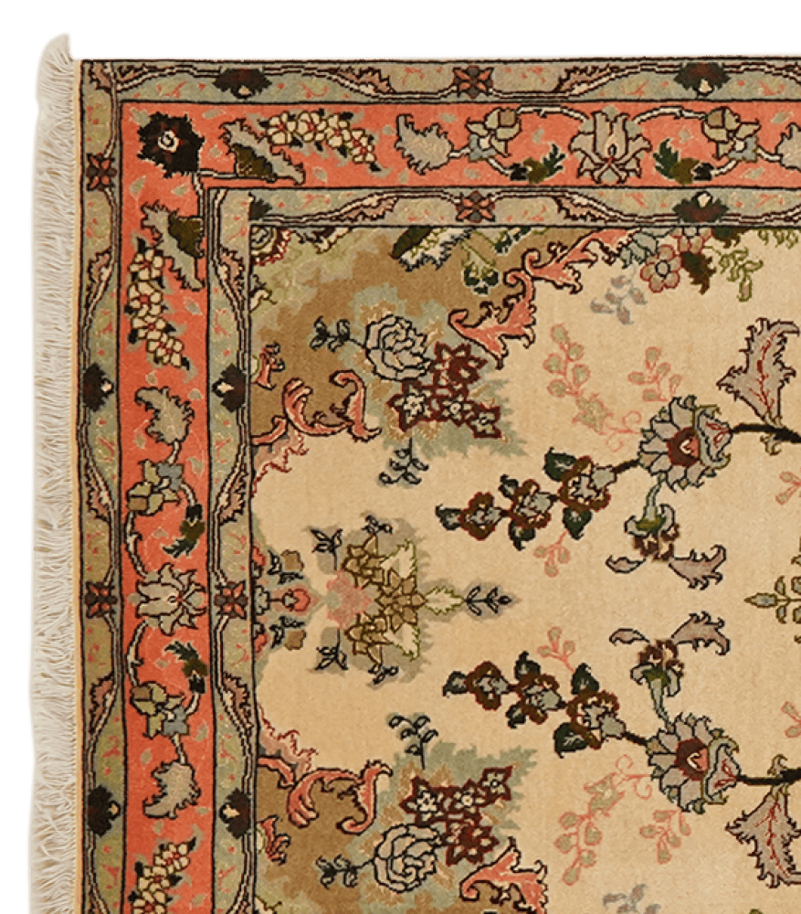 Tabriz 50 Raj — Hand-knotted, 83x205 cm, Beige, 95% Schurwolle, 5% Seide | View 3
