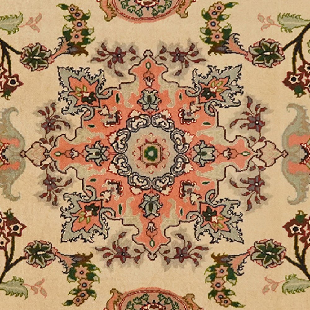 Tabriz 50 Raj — Hand-knotted, 83x205 cm, Beige, 95% Schurwolle, 5% Seide | View 4