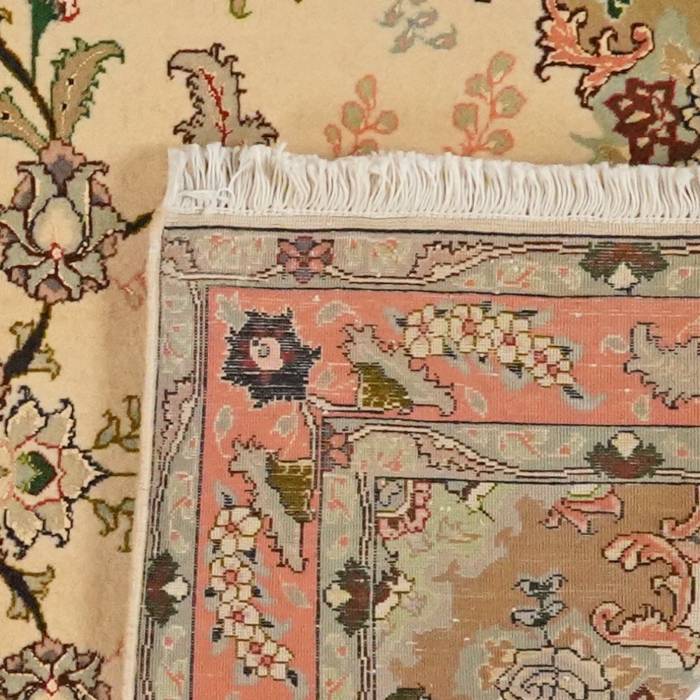 Tabriz 50 Raj — Hand-knotted, 83x205 cm, Beige, 95% Schurwolle, 5% Seide | View 6