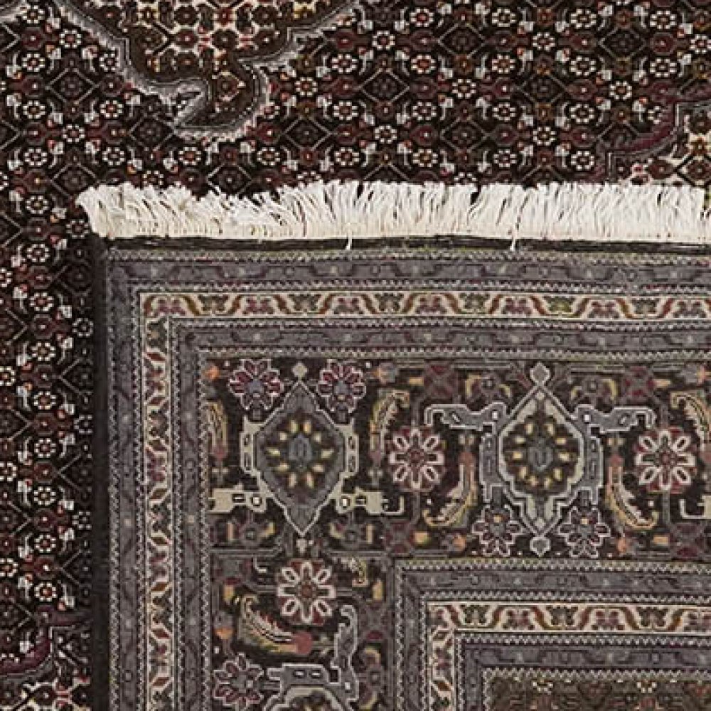 Tabriz 40 Raj — Hand-knotted, 251x341 cm, Black, 100% Virgin Wool | View 6