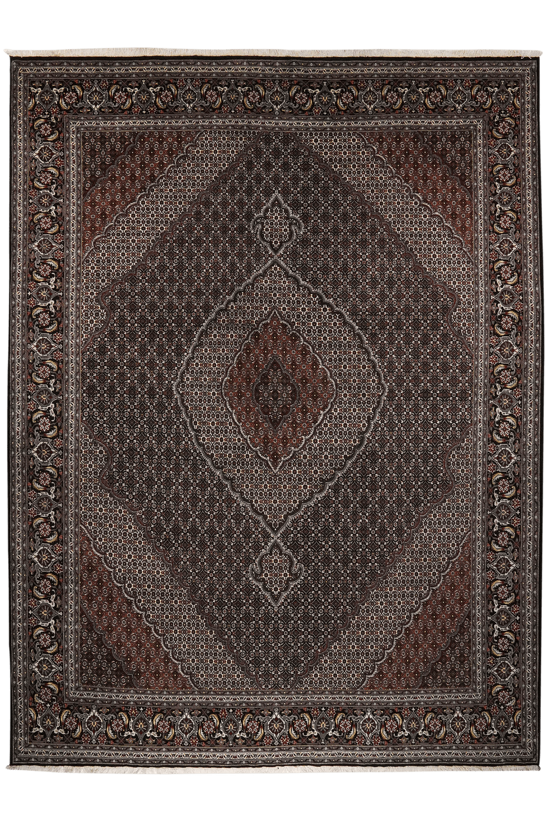 Tabriz 40 Raj — Hand-knotted, 250x337 cm, Black, 100% Virgin Wool | Main view