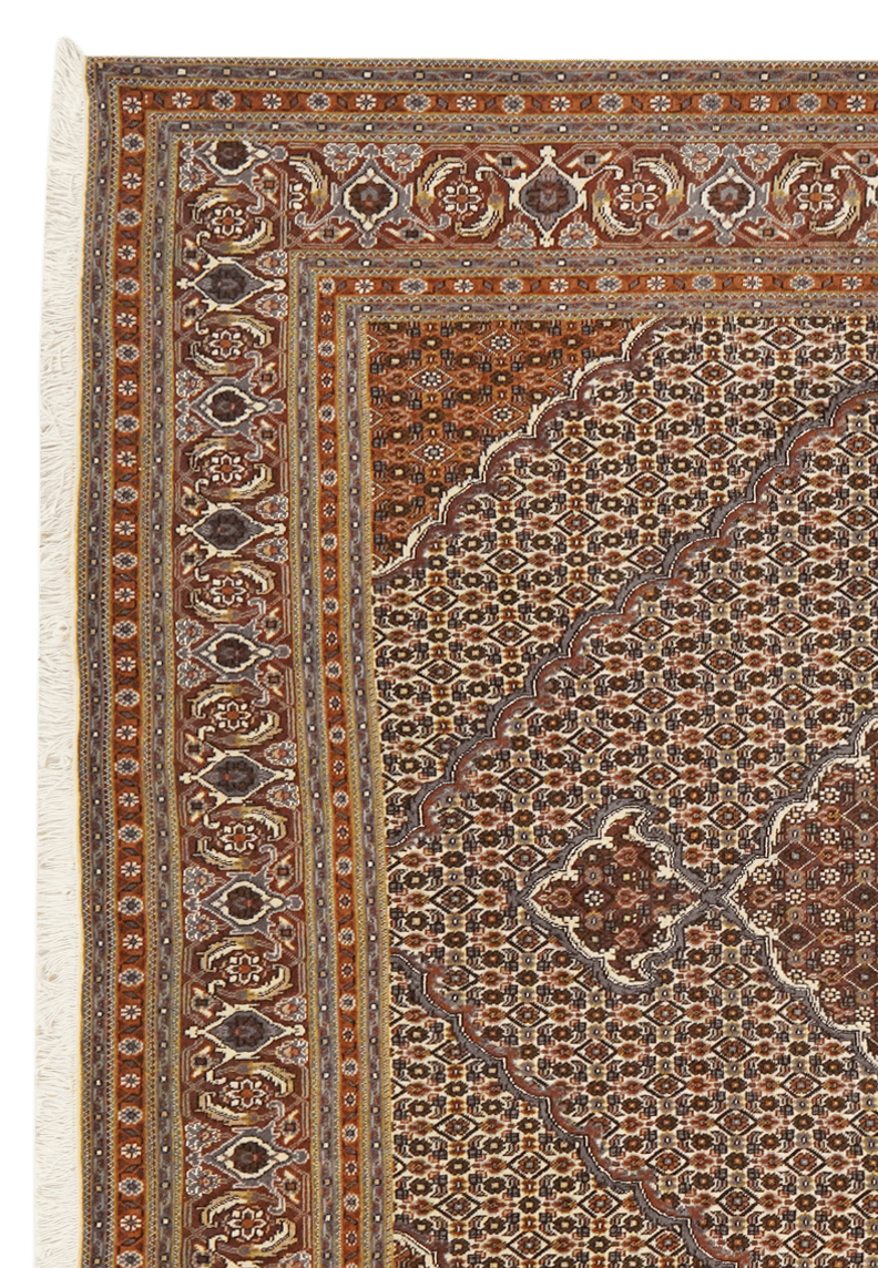 Tabriz 40 Raj — Hand-knotted, 202x249 cm, Brown, 100% Virgin Wool | View 3