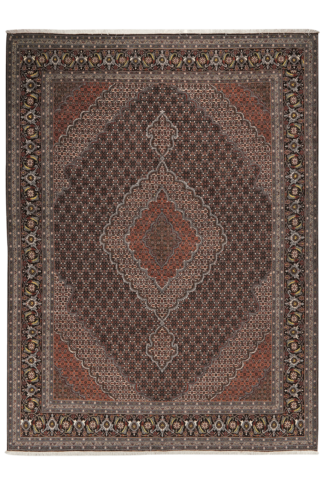 Tabriz 40 Raj — Hand-knotted, 249x340 cm, Black, 100% Virgin Wool | Main view