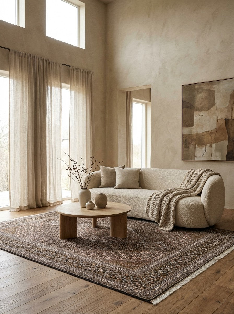 Tabriz 40 Raj — Hand-knotted, 198x244 cm, Brown, 100% Virgin Wool | Detail view