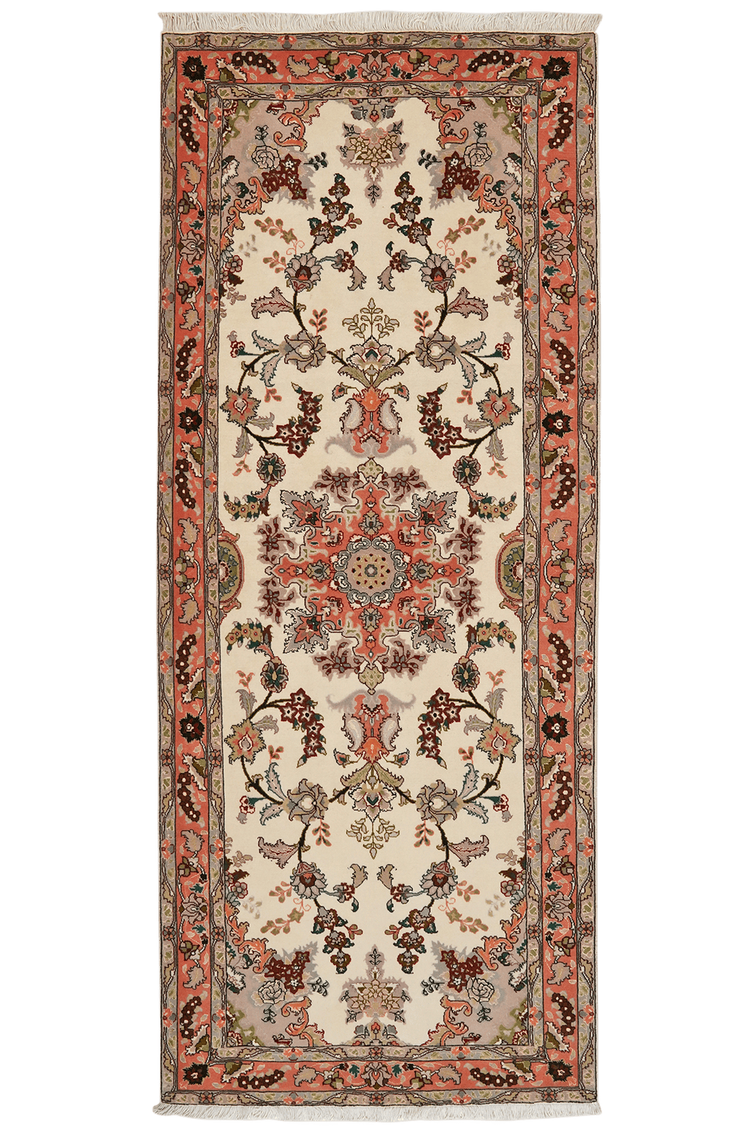 Tabriz 50 Raj — Hand-knotted, 83x207 cm, Beige, 100% Virgin Wool | Main view