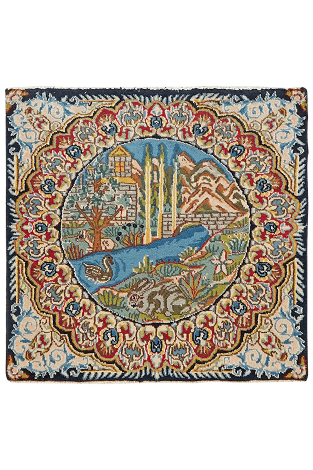 Kirman — Hand-knotted, 54x54 cm, Multicolor, 100% Virgin Wool | Main view