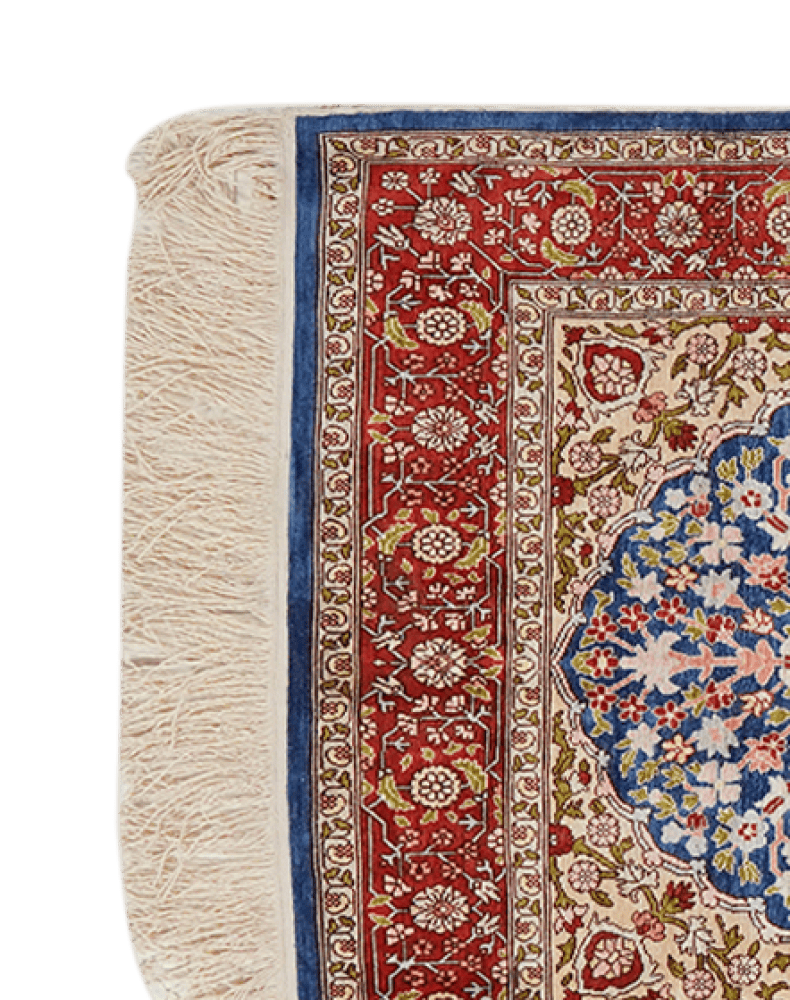 Hereke-Seide — Hand-knotted, 67x104 cm, Blue, 100% Silk | View 3