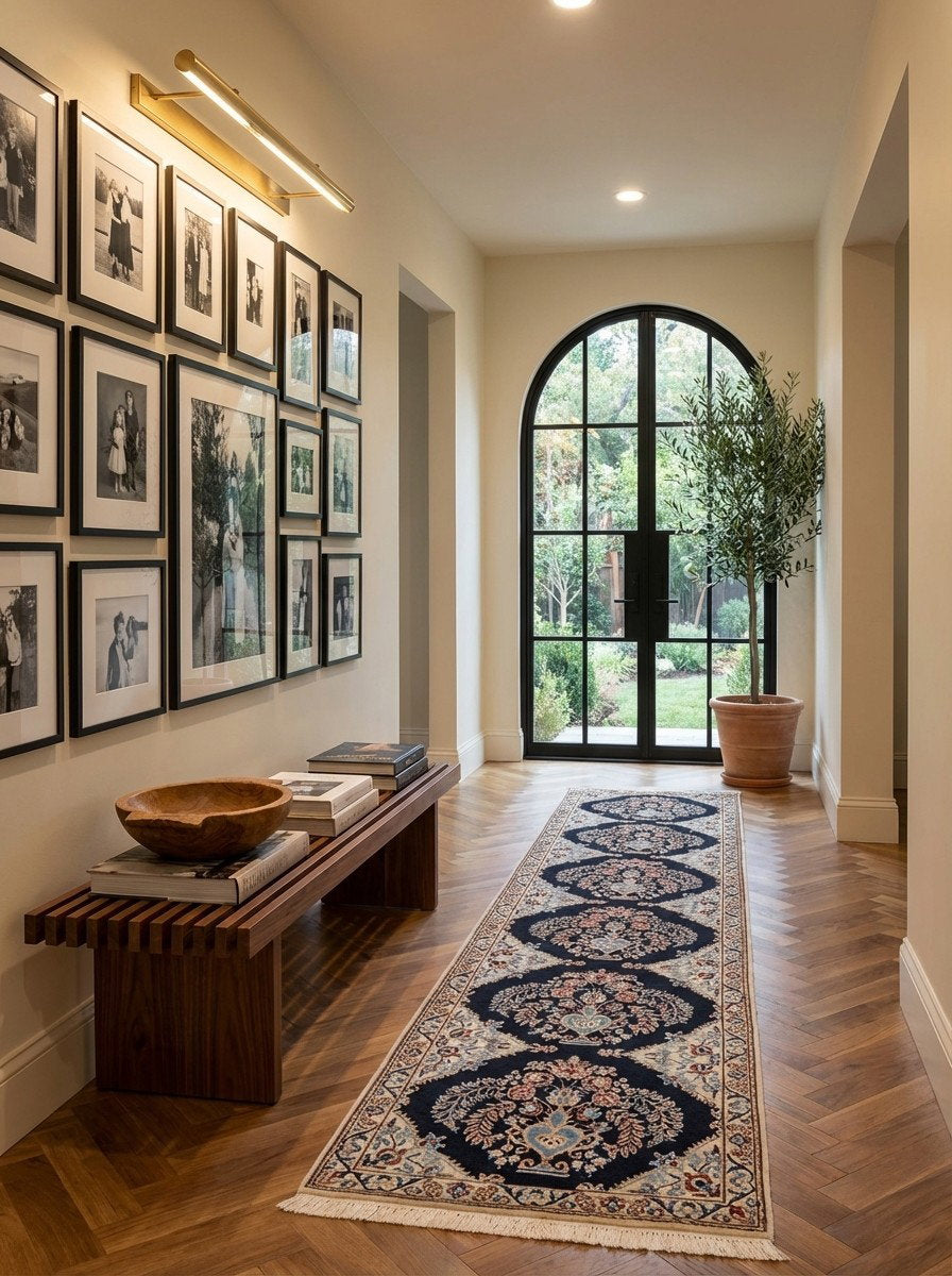 Nain 6La — Handgefertigt, 211x49 cm, Beige, 100% Virgin Wool | Detail view