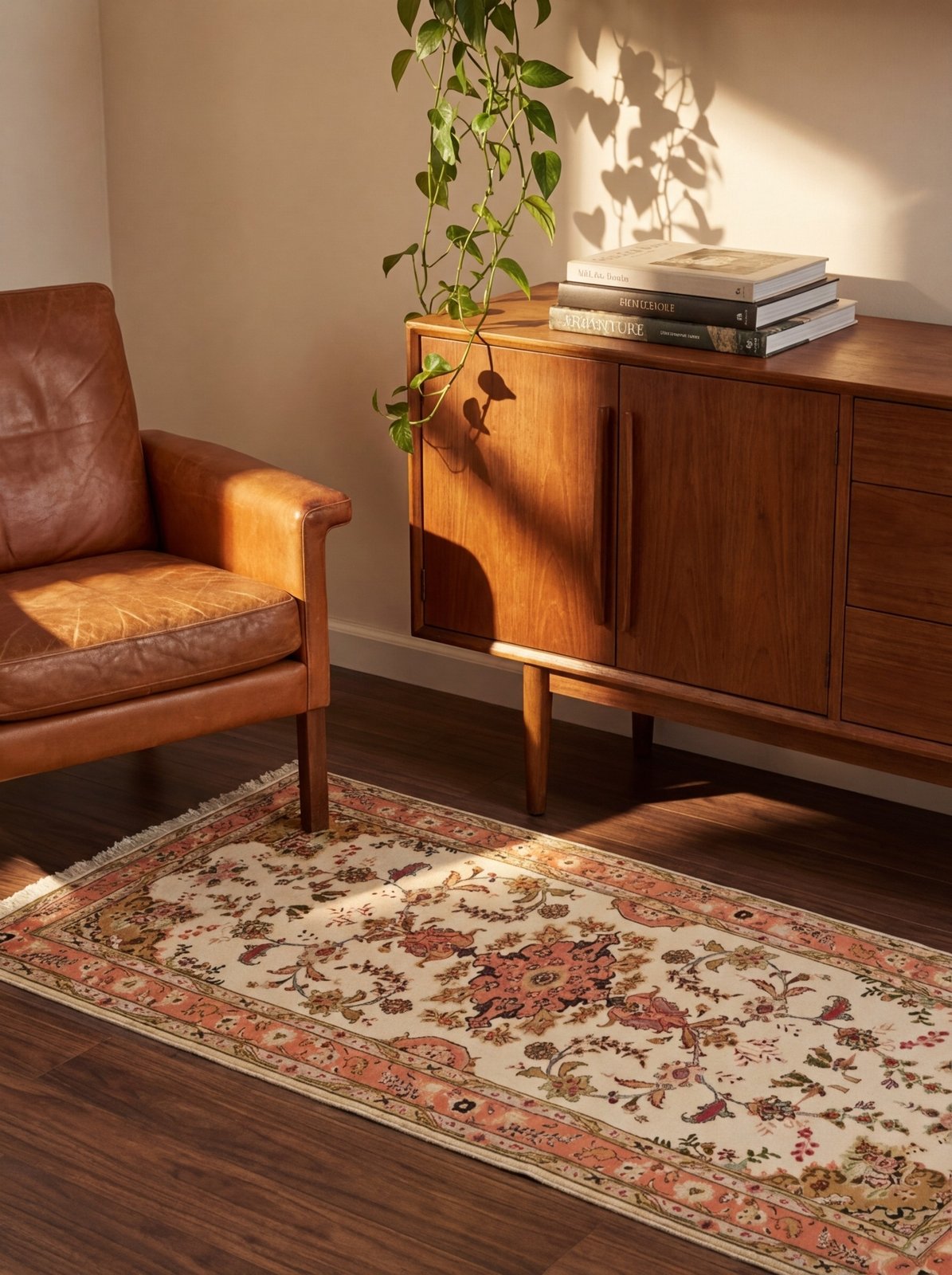 Tabriz 50 Raj — Hand-knotted, 85x201 cm, Beige, 100% Virgin Wool | Back view
